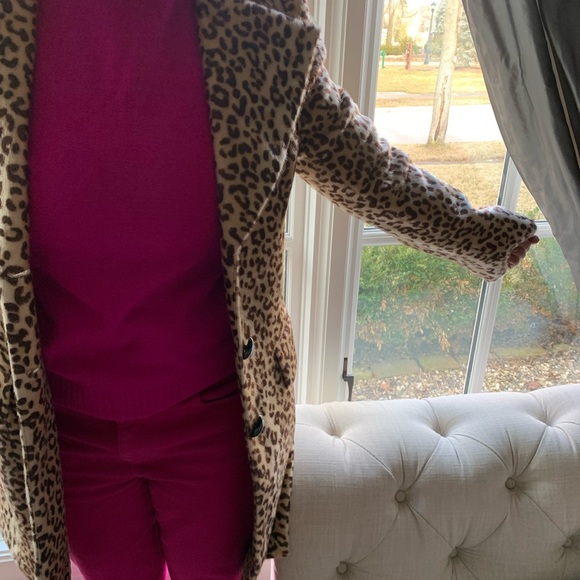 Faux Fur 🖤🤎 Leopard Animal Print Coat Vintage Look Super Chic Collar Mob Wife - Picture 7 of 16